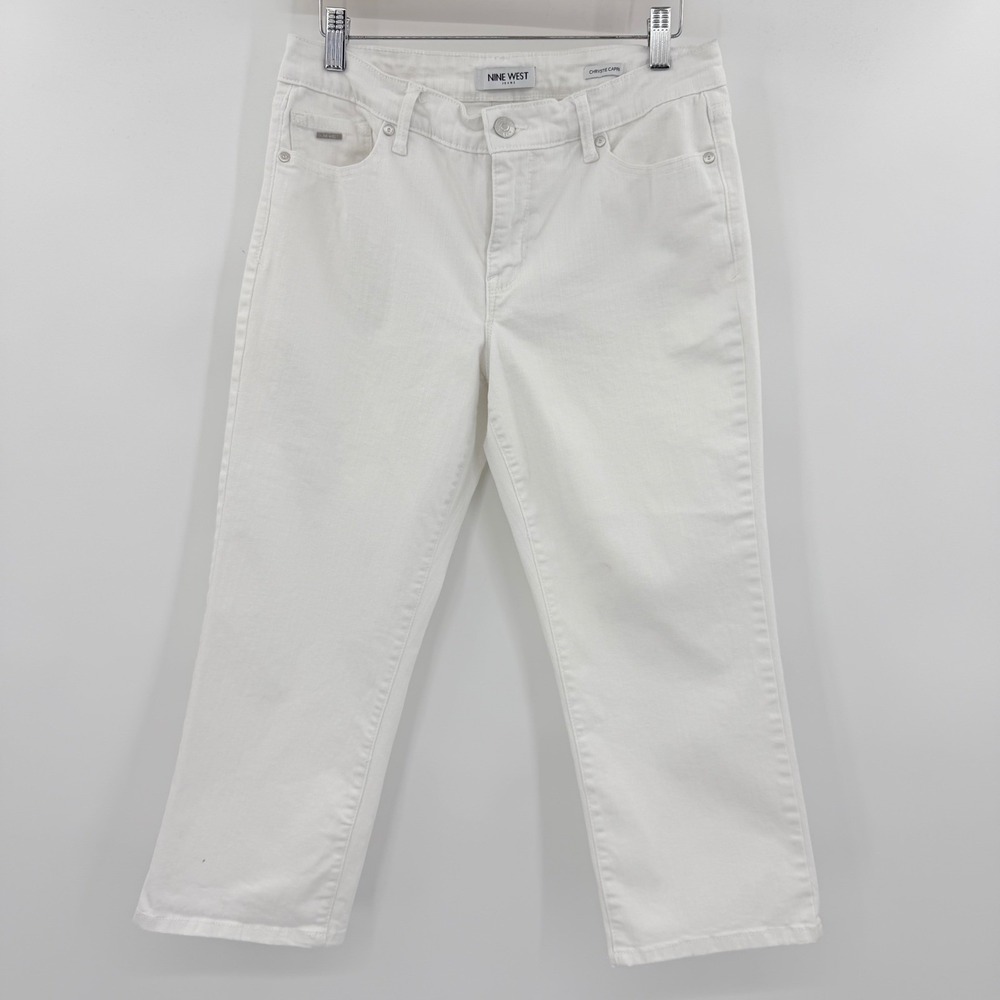 Nine‎ West Chrystie Capri Jeans Womens 8 White Stretch Denim Cropped Pants